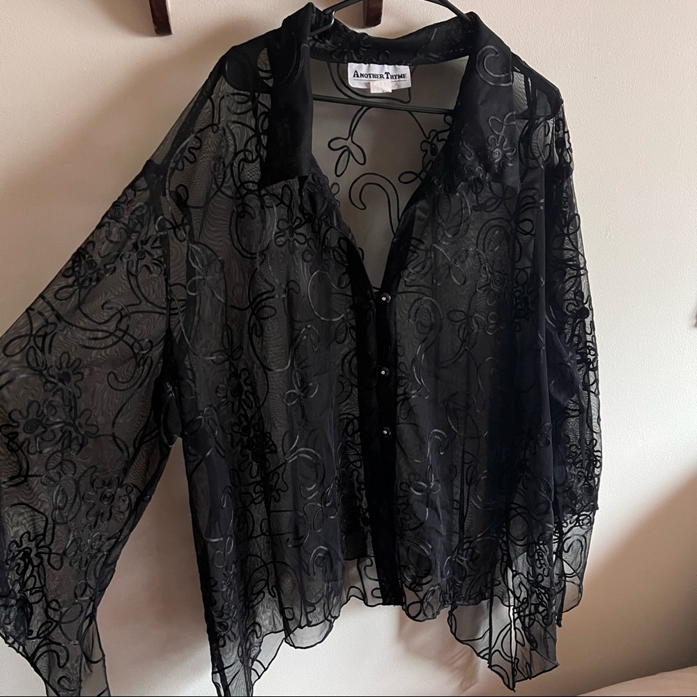 vintage mesh sheer floral top